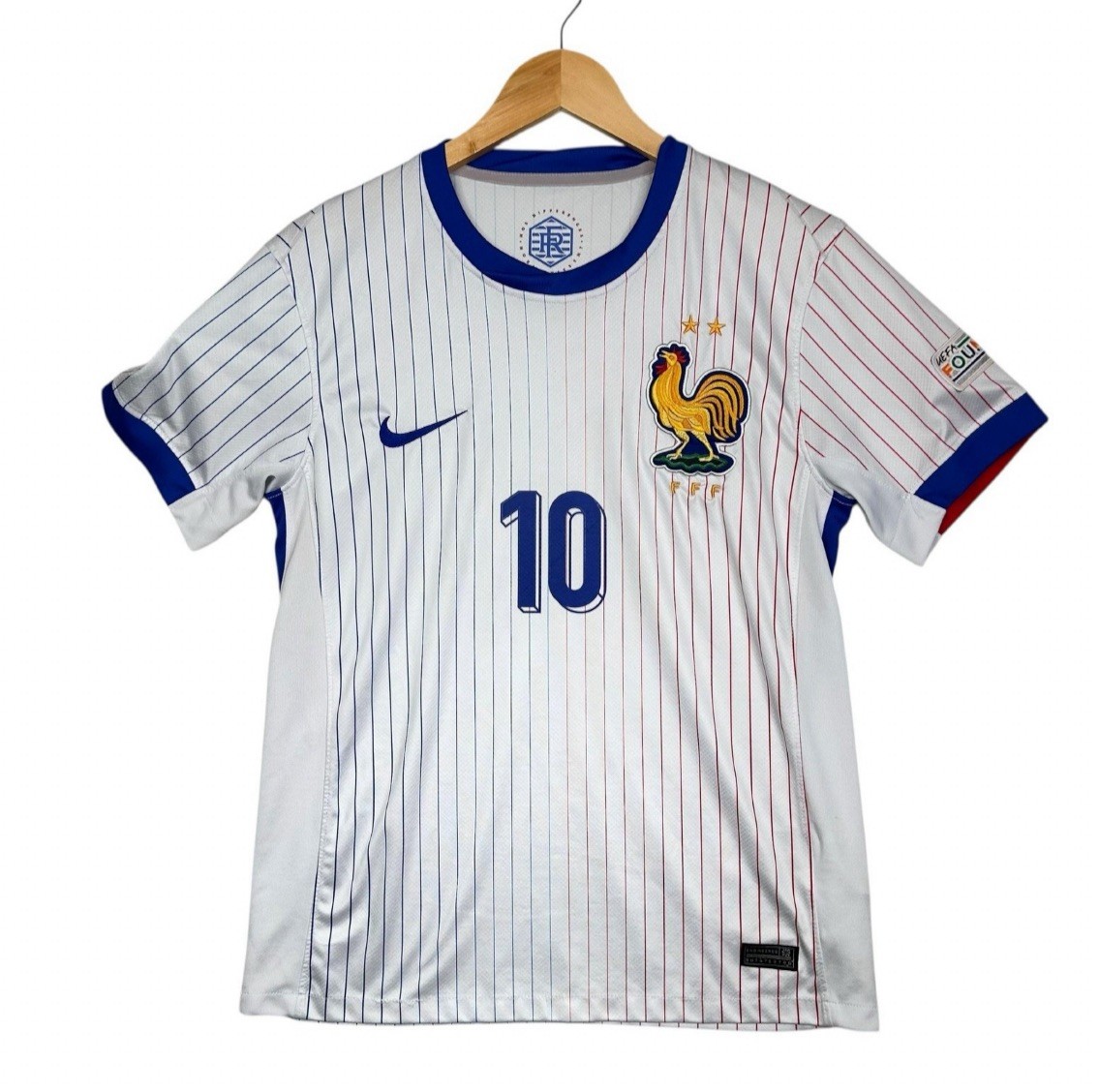 Nike France  UEFA Away Kit Jersey Kylian Mbappe #10 White Blue Size Small