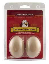 Happy Hen Ceramic Nest Eggs 2 count Training Tool for Layer Chickens Brown