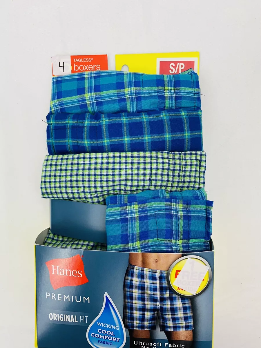 Hanes Premium Men s 4pk Boxer Briefs Original Fit Knit Small Plaid