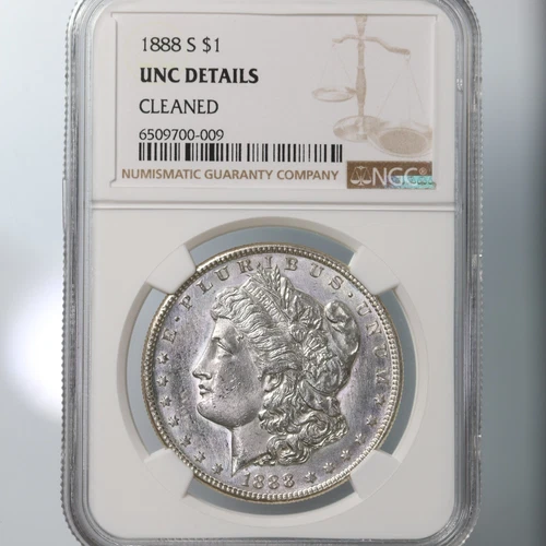 1888-S Morgan $1 NGC Certified UNC Details Cleaned