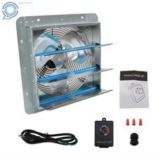 12" Wall Mounted Shutter Exhaust Fan With Controller Aluminum High Speed 1620RPM