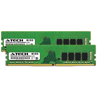 A-Tech 32GB 2x 16GB PC4-21300 Desktop DDR4 2666 MHz DIMM 288-Pin