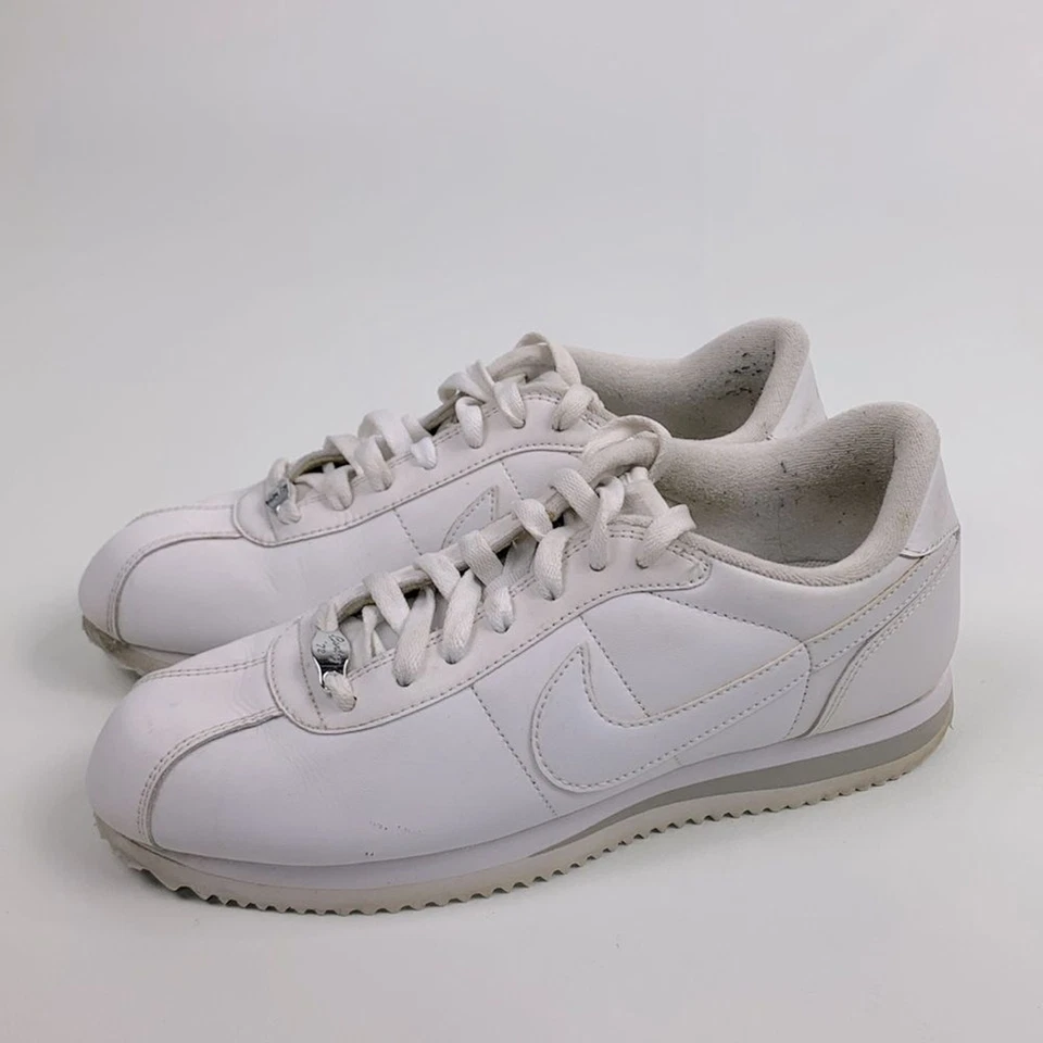 Nike Cortez Clásico Blanco Cuero Tenis Mujer 9 Con Cordones Retro Estilo Vintage Foto 4 de 4