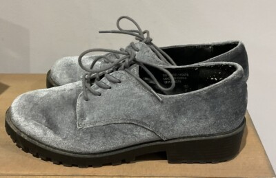 PRIMARK Ladies Size UK EUR 39 Grey Suede/Velvet Lace Up Brogue