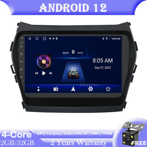 9"Android 12 Autoradio Stereo Carplay DAB GPS SAT NAVI for Hyundai ix45 SANTA Fe - Afbeelding 1 van 12