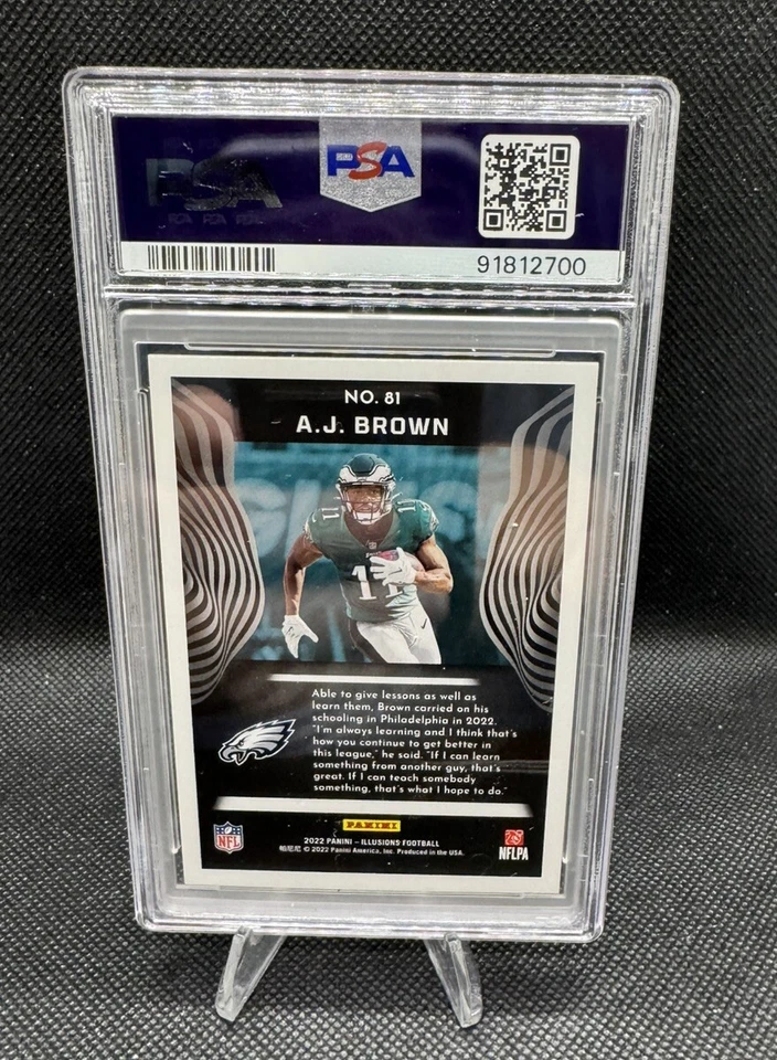 A.J. BROWN 2022 PANINI ILLUSIONS #81 BLACK ICE PARALLEL #13/50 PSA 9 - Image 2 of 2