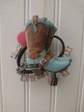 "Just A Cowboy At Heart" Christmas Ornament Western Boots Ranch Decor