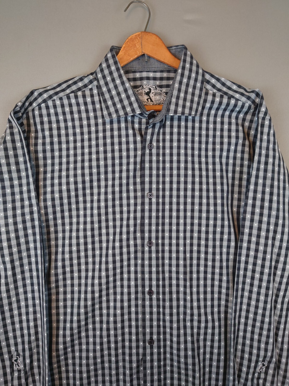 Bugatchi Gingham Check Button Up Cotton Shirt Men… - image 2