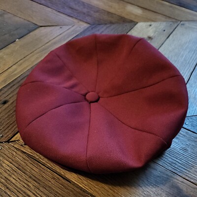 Unbranded Newsboy Cabby Cap Hat Red 8 Panel Adult Medium Vintage USA union label