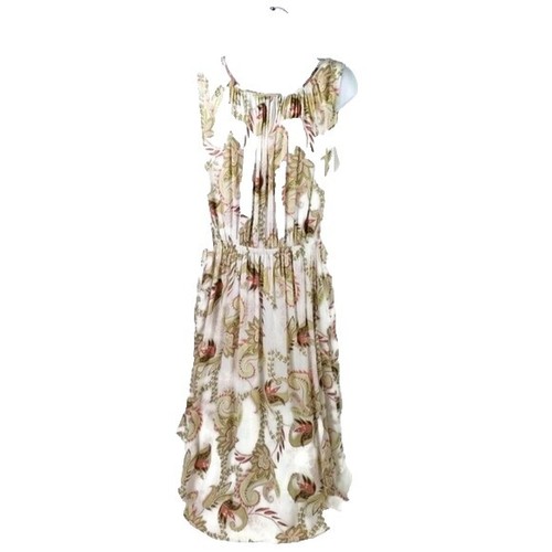 J. Crew Dress Green Floral Lined Ruffle MIDI Women's 8 | eBay