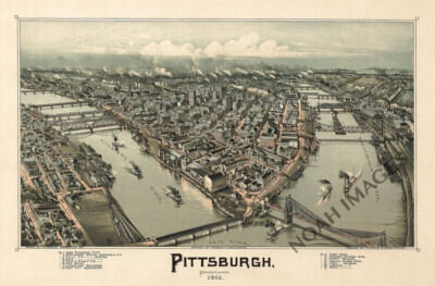 Panoramic Map of Pittsburgh Pennsylvania 16x24