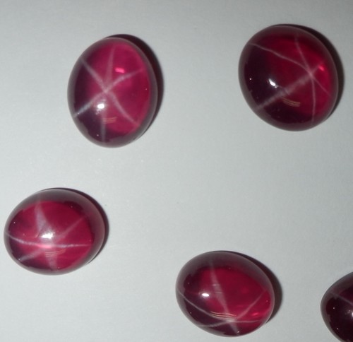 Transparent Star Ruby Oval 12x10 mm Cabochon 6 Rayed Lab-created 3 pieces Lot - Picture 7 of 12