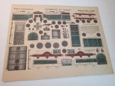 VINTAGE PETITES CONSTRUCTIONS TRAIN LOCOMOTIVE ET TENDER PAPER CUT OUTS