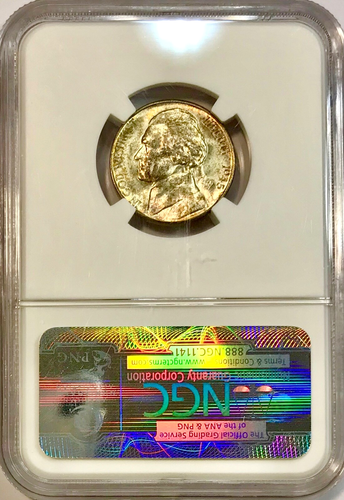 1945-S Jefferson Silver Nickel NGC MS67 Vibrant Vivid Color Rainbow Toned - Picture 2 of 6