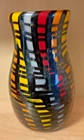 Vintage Fireworks Blown Glass Art  Studio Colorful  Vase Signed Murano Style