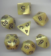 NEW RPG Dice Set of 7 - Pearl Yellow D4 D6 D8 D10 D12 D20 D00-90