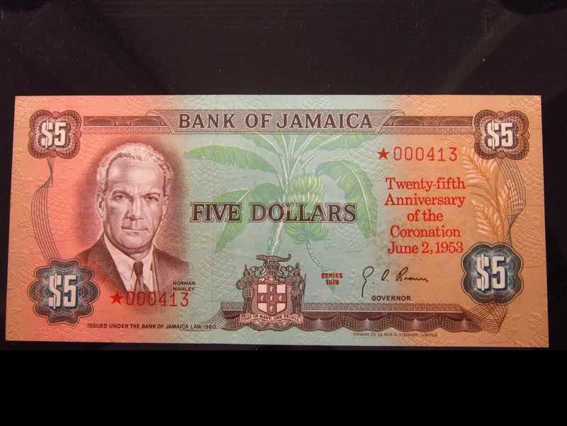 Jamaica 5 Dollars 1978 P# CS3 Unc *000413 Queen 25th Coronation Collector Series