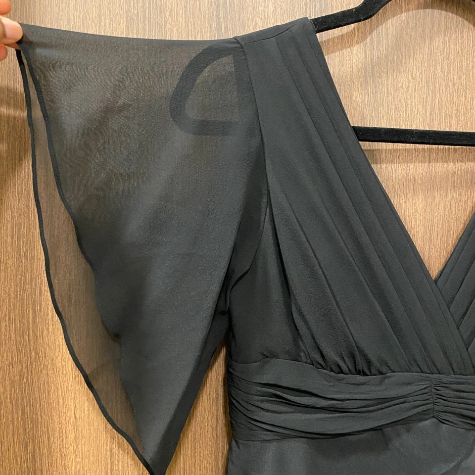 Платье-футляр ADRIANNA PAPELL 160 долл. США черное шелковая смесь тафта шифоновое размер 4 коктейльное - Изображение 3 из 4