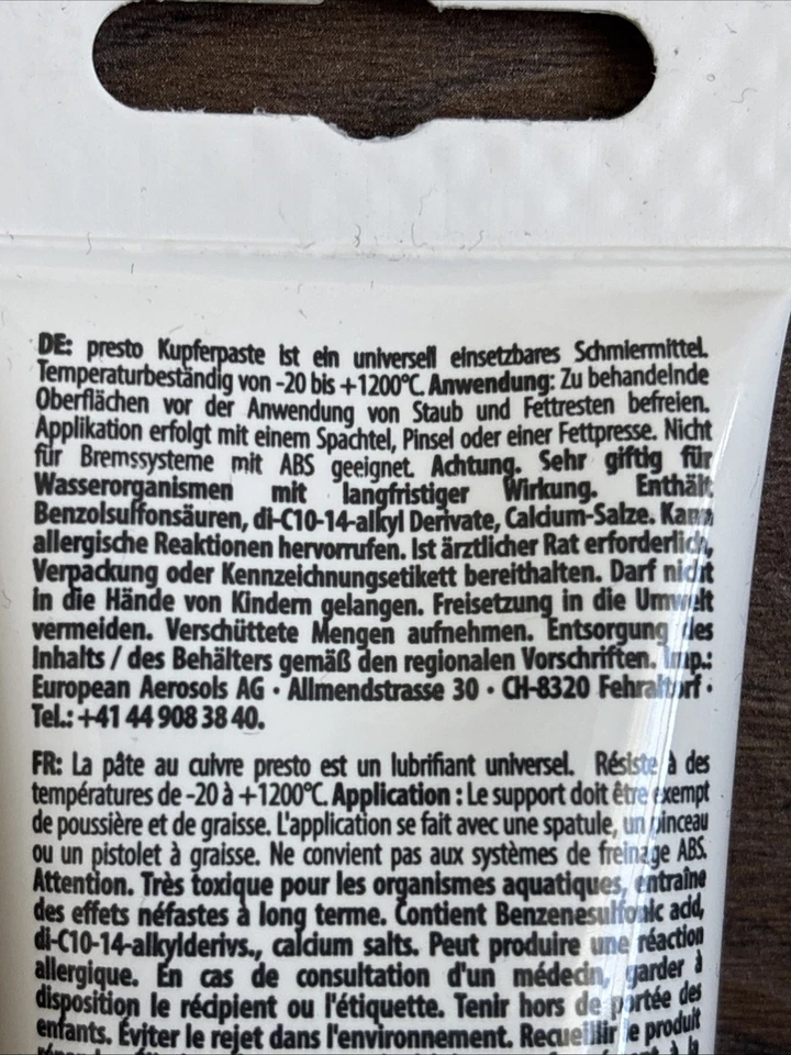 PRESTO Pasta De Cobre Grasa Lubricante 100g Tubo - Imagen 3 de 4