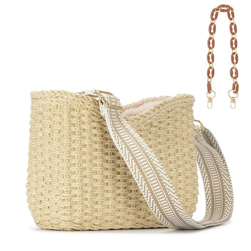Small Handmade Straw Crossbody Bag for Women, Summer Chic Woven Handbag Shoul...