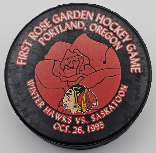 Vintage Portland Winter Hawks Hockey Puck 1995 WHL First Rose Garden Game - Picture 1 of 4