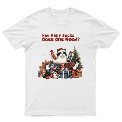 Wie viele Socken macht T-Shirt Unisex Geschenk Miauen Retro Saisonal Lustig Weihnachten Kätzchen