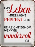 Blechschild 40X30 Cm Leben Muss Nicht Perfekt Sein Spruch Zitat Deko Geschenk Me