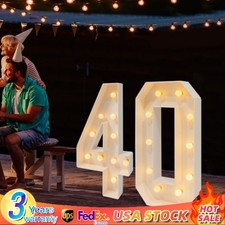 39"in H 40 Birthday Number Lights Marquee Light up Numbers 40th Birthday Decor