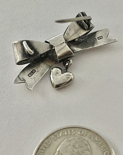 Victorian Sterling Bow Brooch with Rose Gold Birds & Flowers 1895 WC Manton - Picture 10 of 10