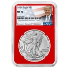 2024 $1 American Silver Eagle NGC MS70 Trump Label Red Core