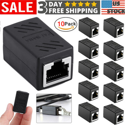 10PCS RJ45 Cat5e Female to Female Network Ethernet LAN Connector Adapter Coupler