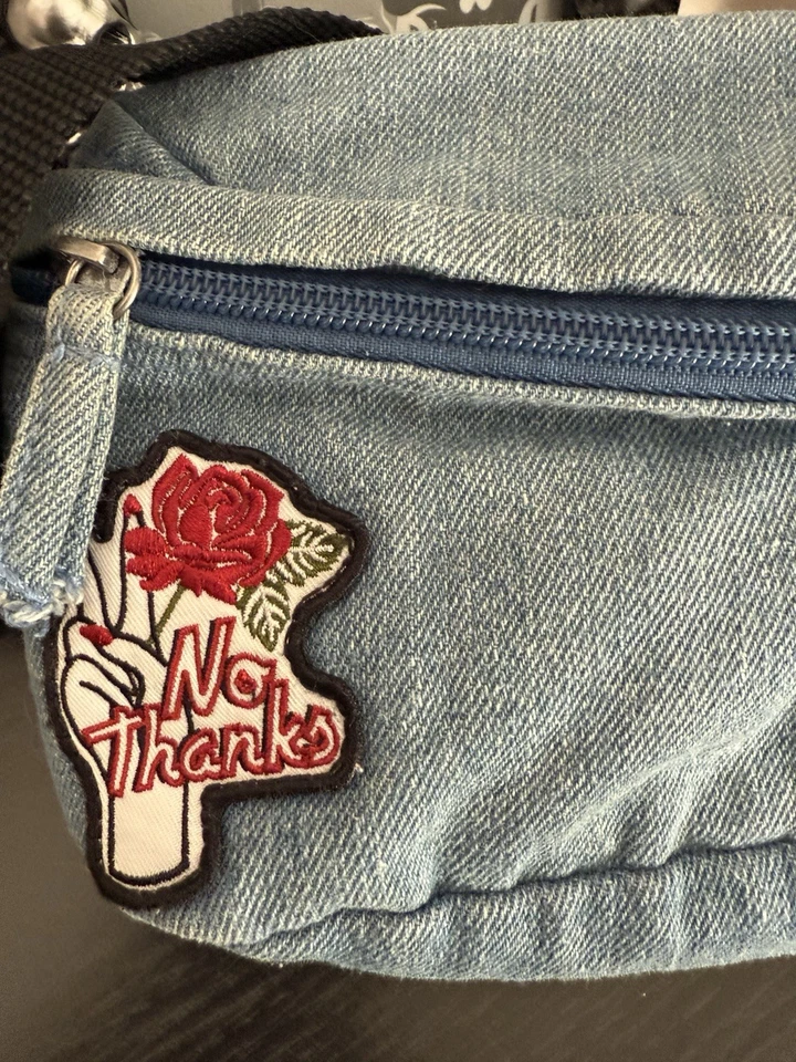 Vans Light Blue Denim Grunge Style Tattoo Patch Bum Bag - Image 2 of 4