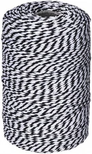 656 Feet Black and White Cotton Twine, Gift String for Crafts, Wrapping, Party, 