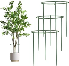 36Pcs Plant Support Stakes Half Round Stakes, Stackable 6 Tier Green 