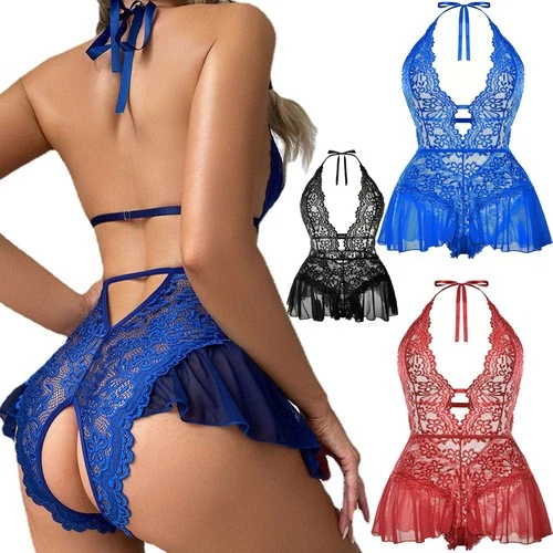 Women's Sexy-Lingerie Babydoll Sleepwear Underwear Lace Dress G-String Nightwear
