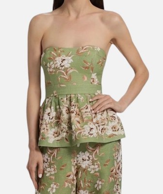 Cara Cara Women's Green Tilda Floral Strapless Top Size 8