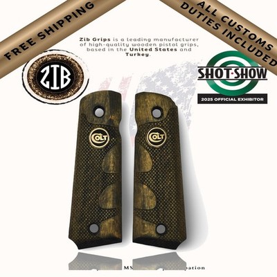 ZIB GRIPS Colt 1911 Griffe, Full Size Brass Logo (Government/Commander) Kimbe...