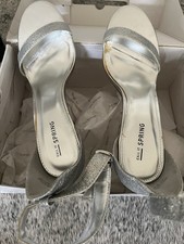 Womens Silver-Glitter Stilettos High Heel Ankle Strap Dress Pump Shoes