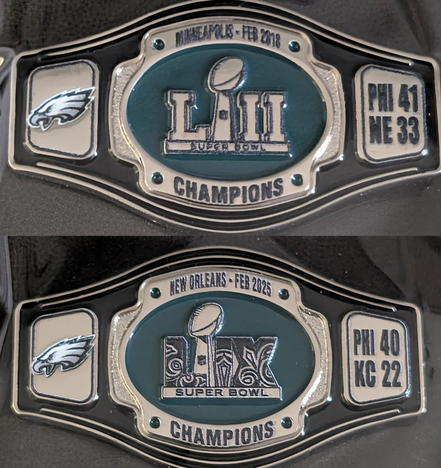 3 PIN CINTURÓN LUCHA LIBRE Philadelphia Eagles SUPER BOWL LIX LII 52 59ROCKY Día del Juego Foto 3 de 4