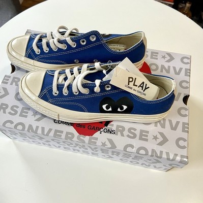Comme des Garcons PLAY x Converse Low Top - Heart Sneakers, Blue Size 8.5 - NEW