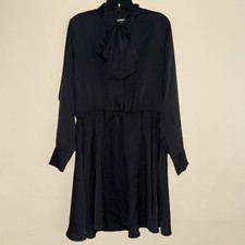 Express Black Tie Neck Button Front Long Sleeve Dress Size L NWT!