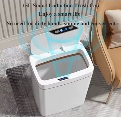 White Automatic Touchless Smart Sensor Narrow Electronic Trash Can Bin