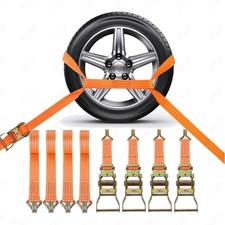 4x Spanngurte Autotransport Reifengurt 3000kg Anhänger Radsicherung 3t Transport