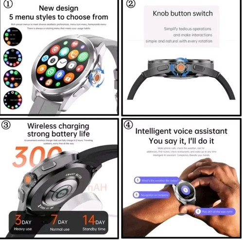 Smartwatch S4 Ultra AMOLED Display GPS NFC Compass Heart Rate Waterproof BT Call - Photo 5 sur 8