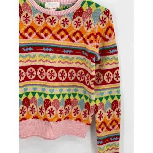 J Crew Crewcuts Wool Blend Sweater Girls 12 Rainbow Colorful Crewneck Fair isle - Image 3 of 4