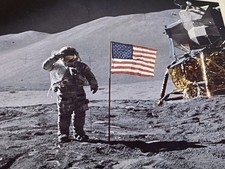 Apollo 15 | RARE NASA 1971 Irwin Saluting Flag Lunar Module Rover Moon Photo
