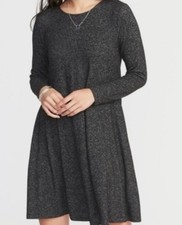 NWT Old Navy Gray Space Dye Long Sleeve Swing Dress XSP