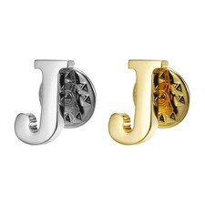 2Pcs Letter J Lapel Pins Initial Alphabet Lapel Collar Pins, Gold/Silver