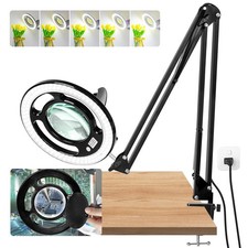 HITTI 10X Long Magnifying Glass with Light and Stand, 2200 Dsek Lamp, Black
