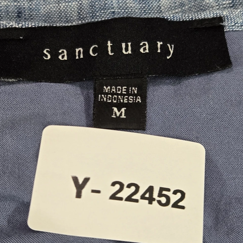 Sanctuary женщин платье M синий туника шнурует вверх кнопка v-образным вырезом с подкладкой - Изображение 2 из 4